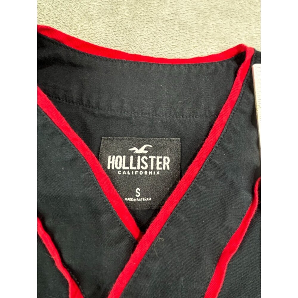 Hollister Baseball Shirt Button-Up Mens S Black & Red - Picture 3 of 6